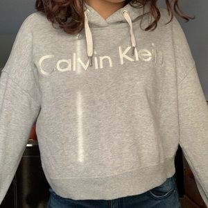 gray calvin klein cropped hoodie